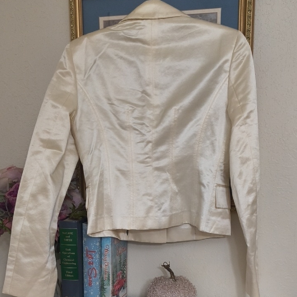 Kulson Italy Elegant Cream Satin Blazer Glam maximalists Scandinavian Preppy - Picture 8 of 14